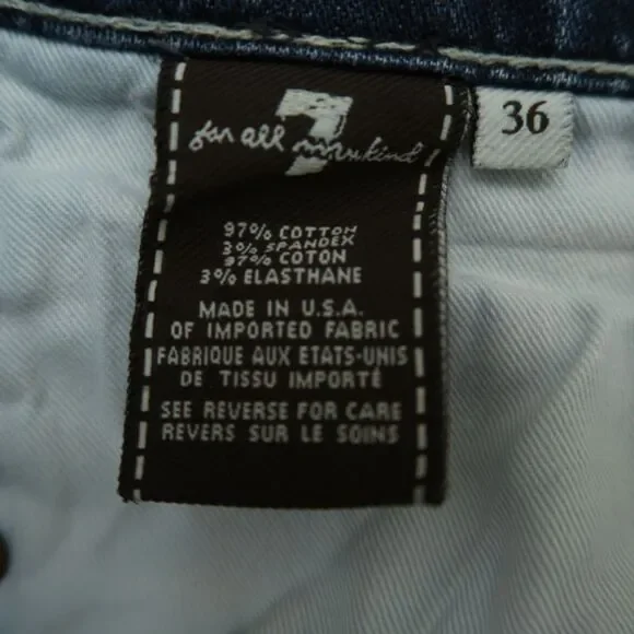 7 For All Mankind Jeans Mens 36x33 Blue Relaxed Fit Straight Medium Stone Wash - Picture 8 of 16